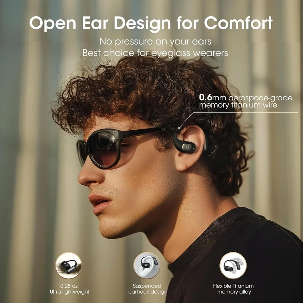 NEW Bluetooth 5.4 Wireless Open Ear Earbuds with Earhook, 3 EQ Modes, 48H Play